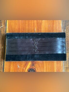 YVES SAINT LAURENT Parfums Evening Clutch Velvet & Satin Magnetic Closure Pocket
